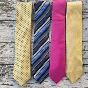 Geoffrey Beene Tie bundle hot pink yellow blue lot
